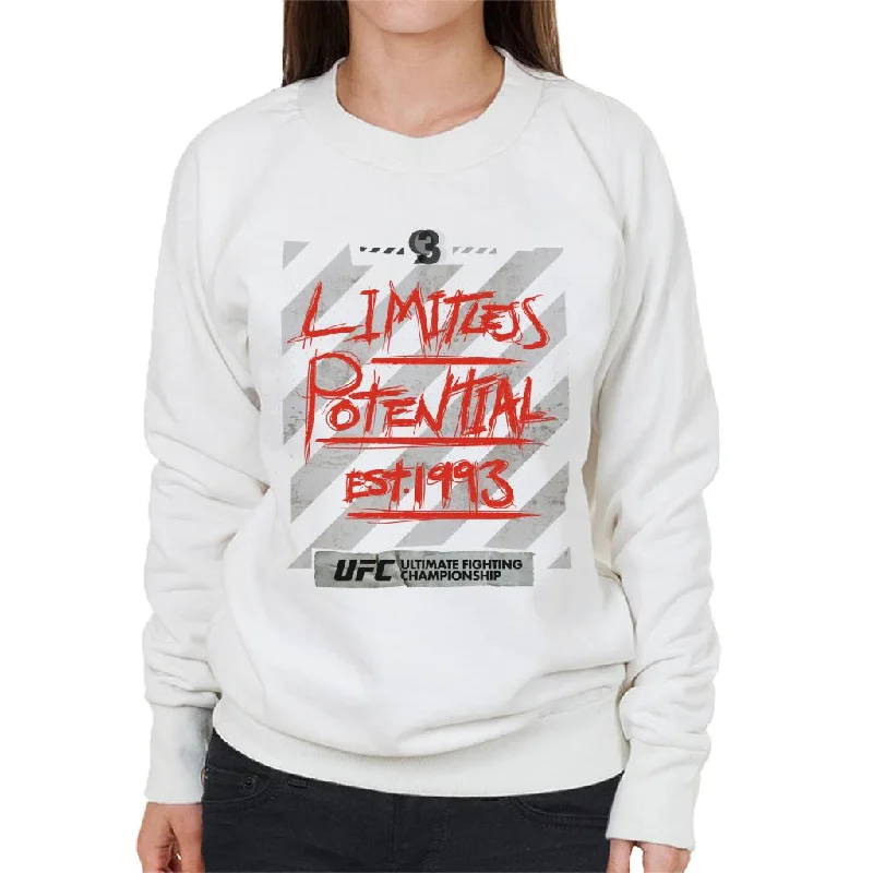 UFC Limitless Potential Tape Red Text Women's Sweatshirt Hoodie with Pattern Geometric Abstract