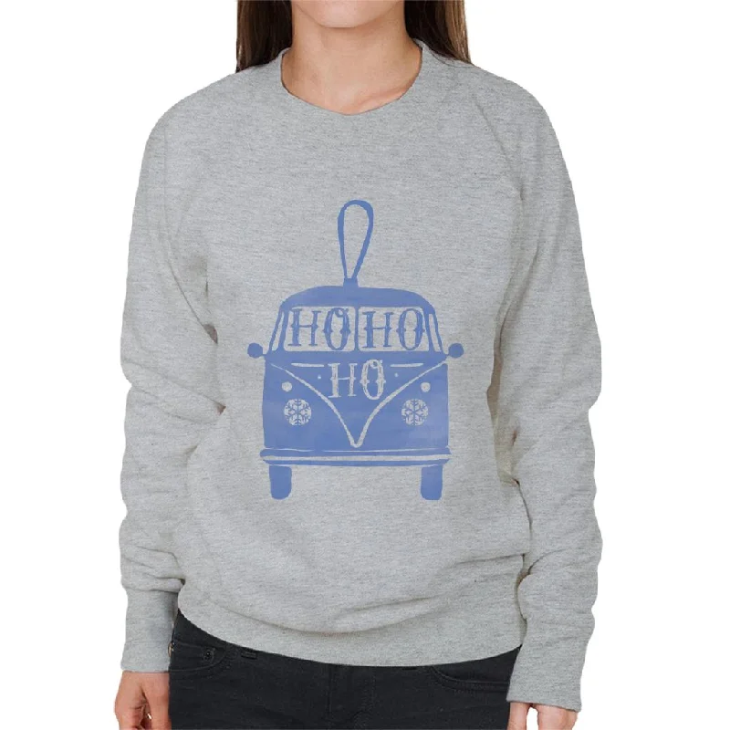 Volkswagen Christmas Camper Ho Ho Ho Women's Sweatshirt Hoodie with Raw Hem Edgy Unfinished