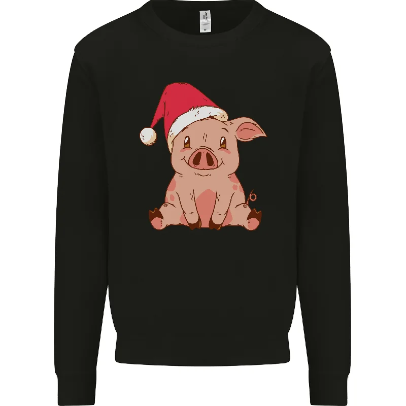 A Happy Christmas Pig Funny Xmas Mens Sweatshirt Jumper Hoodie with Exposed Zipper Edgy Industrial A Happy Christmas Pig Funny Xmas Mens Sweatshirt Jumper Hoodie with Exposed Zipper Edgy Industrial