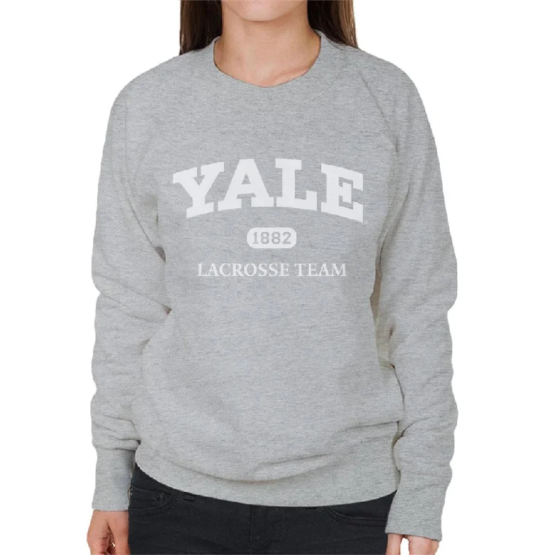 Yale University Lacrosse Team Women's Sweatshirt Hoodie with Slit Hem Functional Movement