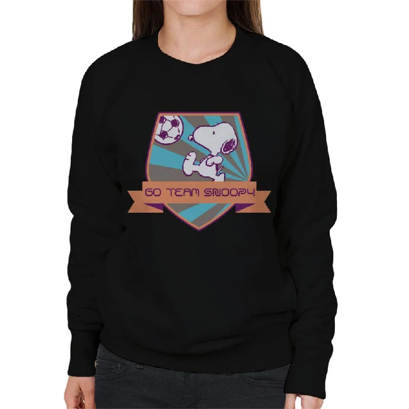 Peanuts Football Go Team Snoopy Women's Sweatshirt Hoodie with Typography Text Message Peanuts Football Go Team Snoopy Women's Sweatshirt Hoodie with Typography Text Message