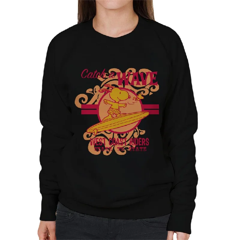 Peanuts Snoopy Catch A Wave Women's Sweatshirt Hoodie with Ribbed Cuffs Snug Fit Comfort Peanuts Snoopy Catch A Wave Women's Sweatshirt Hoodie with Ribbed Cuffs Snug Fit Comfort