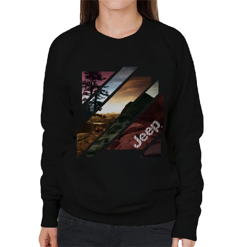 Jeep Off Road Abstract Art Women's Sweatshirt Hoodie with Hem Fringe Bohemian Relaxed