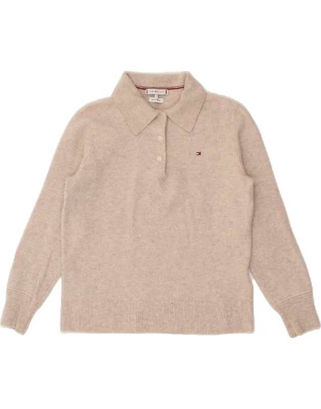 TOMMY HILFIGER Girls Polo Neck Jumper Sweater 10-11 Years Medium Beige Ribbed Striped Patterned TOMMY HILFIGER Girls Polo Neck Jumper Sweater 10-11 Years Medium Beige Ribbed Striped Patterned