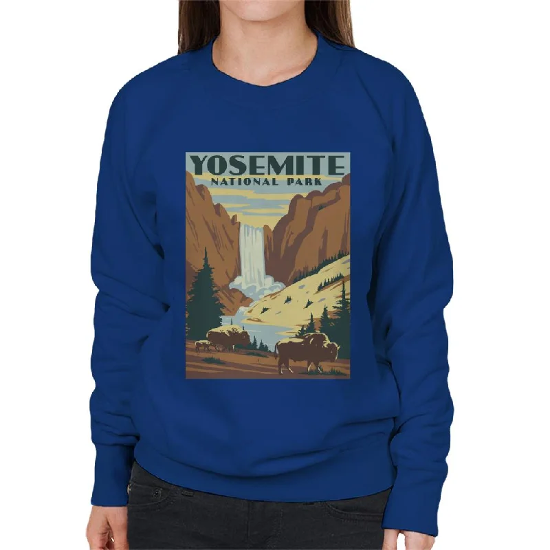 US National Parks Yosemite Waterfall Women's Sweatshirt Hoodie with Zipper Versatile Modern