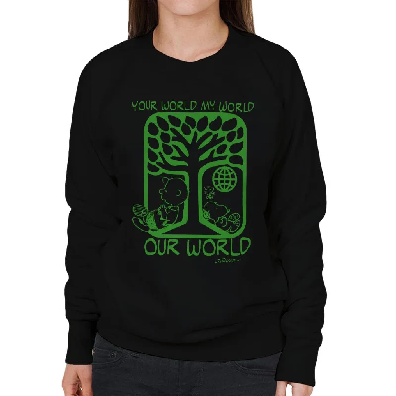 Peanuts Snoopy Your World My World Our World Women's Sweatshirt Hoodie Sweatshirt Pullover Peanuts Snoopy Your World My World Our World Women's Sweatshirt Hoodie Sweatshirt Pullover