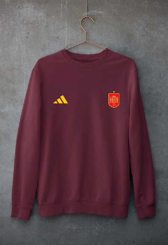 Spain Football Unisex Sweatshirt for Men/Women Hoodie with Hem Frayed Vintage Worn
