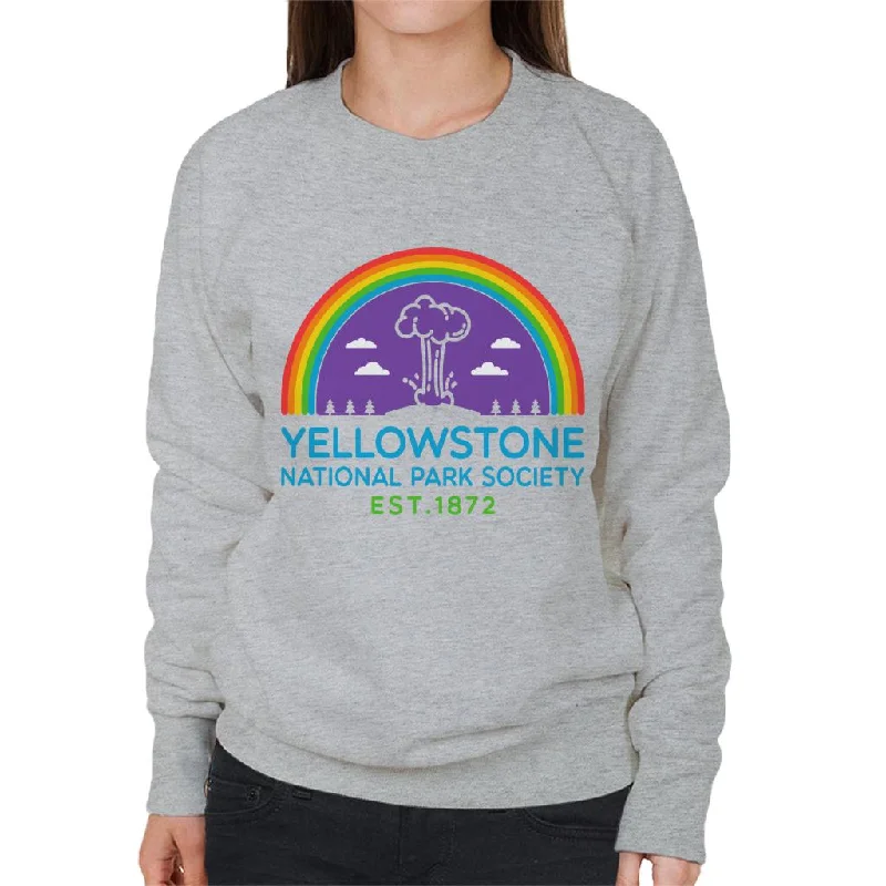 US National Parks Yellowstone Society Est 1872 Women's Sweatshirt Hoodie with Button Placket Classic Preppy