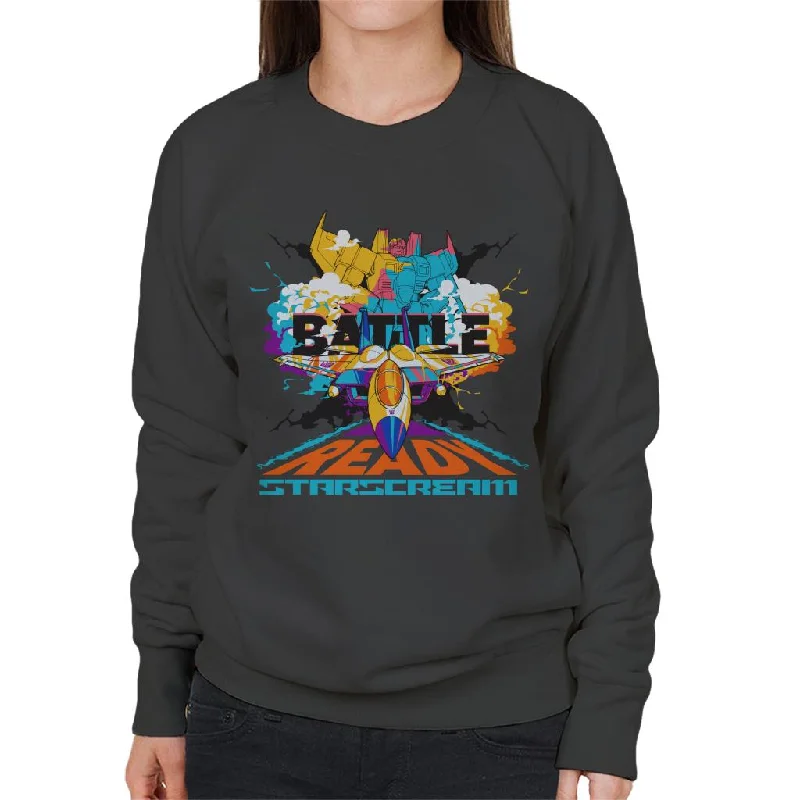 Transformers Battle Ready Starscream Women's Sweatshirt Hoodie with Hem Frayed Vintage Worn