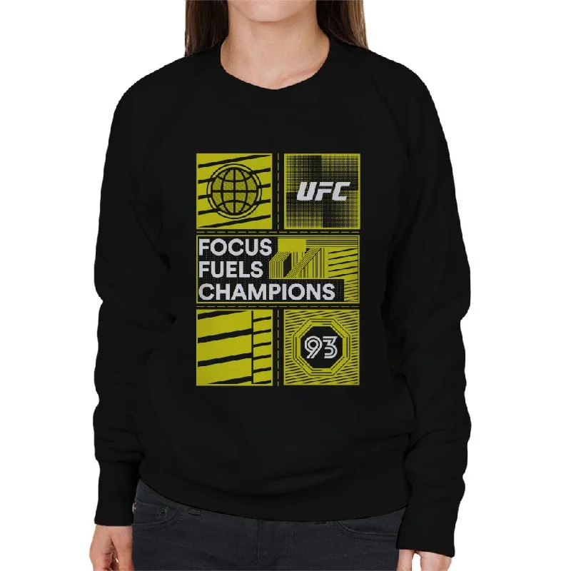 UFC Yellow Block Poster 93 Women's Sweatshirt Hoodie with Rolled Sleeves Casual Relaxed