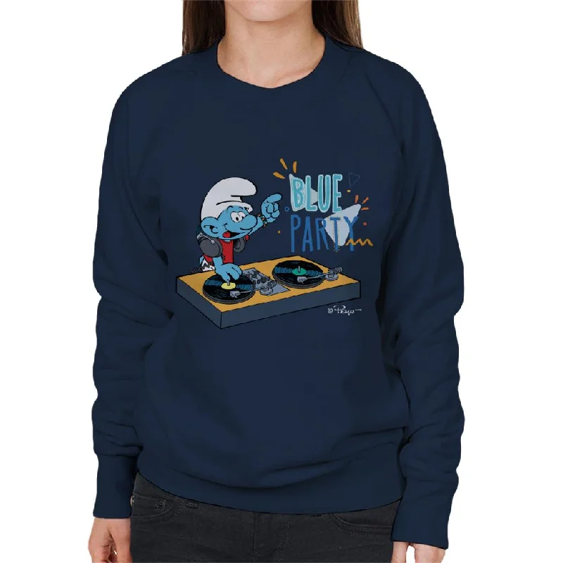 The Smurfs Blue Party Women's Sweatshirt Hoodie with Pastel Soft Subtle