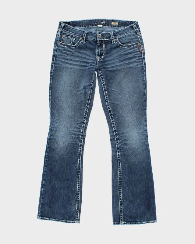 Vintage Y2K Women's Silver Bootcut Dark Wash Denim Jeans - W32 L31 Classic Slim Fit Jeans