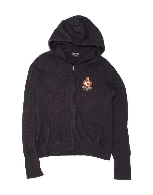 POLO RALPH LAUREN Womens Hooded Cardigan Sweater UK 18 XL Navy Blue Cotton Tailored Straight A-Line POLO RALPH LAUREN Womens Hooded Cardigan Sweater UK 18 XL Navy Blue Cotton Tailored Straight A-Line