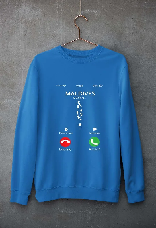 Maldives Calling Unisex Sweatshirt for Men/Women Hoodie with Frayed Bohemian Relaxed