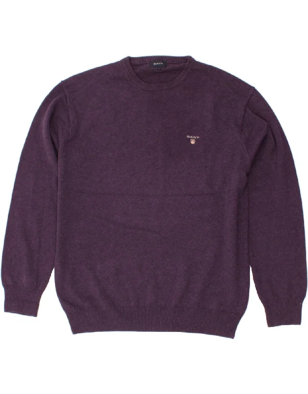 GANT Mens Crew Neck Jumper Sweater XL Purple Cotton Long Sweater Short Sweater Cropped Sweater