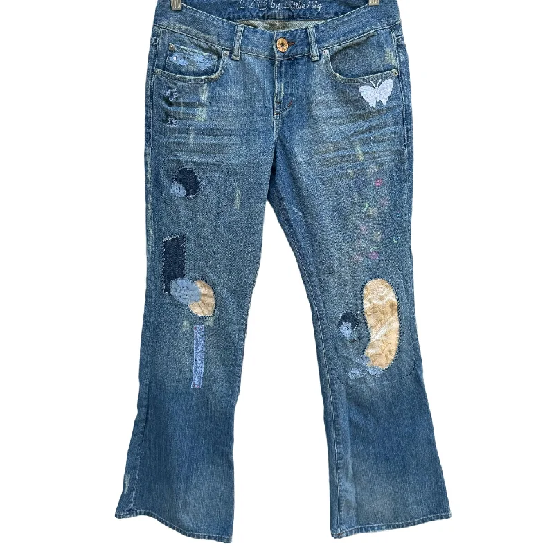 L7B By Little Big Vintage Women's Distressed Patchwork Flared Low Rise Jeans 30 Comfortable Boyfriend Jeans L7B By Little Big Vintage Women's Distressed Patchwork Flared Low Rise Jeans 30 Comfortable Boyfriend Jeans