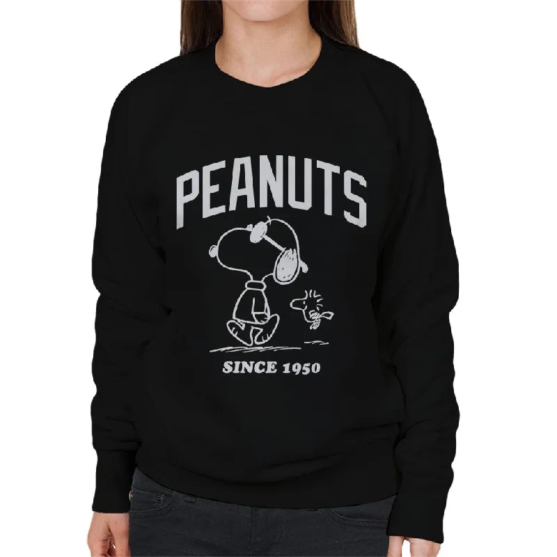 Peanuts Snoopy And Woodstock Outline Women's Sweatshirt Hoodie with Thumb Holes Functional Cozy Peanuts Snoopy And Woodstock Outline Women's Sweatshirt Hoodie with Thumb Holes Functional Cozy