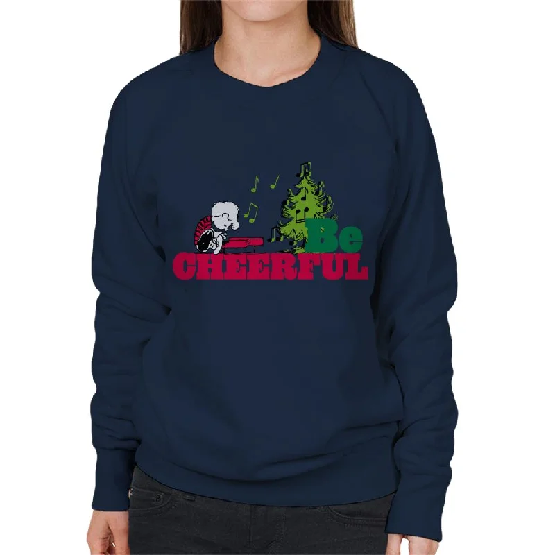 Peanuts Christmas Schroeder Be Cheerful Women's Sweatshirt Hoodie with Hem Fringe Bohemian Relaxed Peanuts Christmas Schroeder Be Cheerful Women's Sweatshirt Hoodie with Hem Fringe Bohemian Relaxed