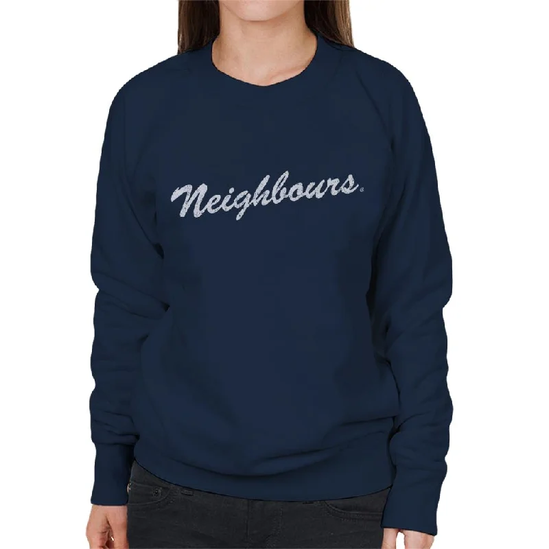 Neighbours White Logo Women's Sweatshirt Hoodie with Cuffed Sleeves Snug Secure