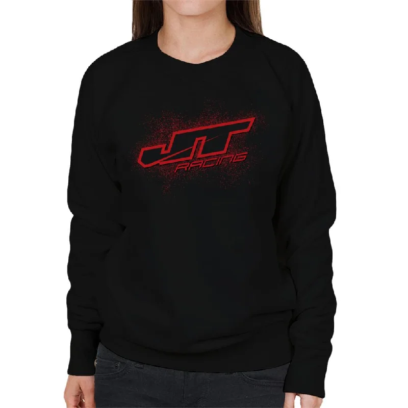 JT Racing Red Splatter Logo Women's Sweatshirt Hoodie with Oversized Fit Loose Comfortable