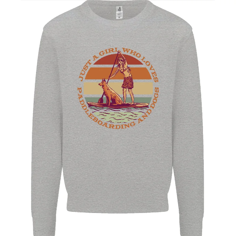A Girl Who Loves Paddleboarding and Dogs Mens Sweatshirt Jumper Hoodie Dress Longline Feminine A Girl Who Loves Paddleboarding and Dogs Mens Sweatshirt Jumper Hoodie Dress Longline Feminine