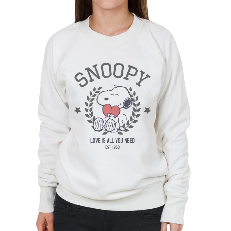 Peanuts Snoopy Love Heart Love Is All You Need Women's Sweatshirt Hoodie with Side Slits Relaxed Casual Peanuts Snoopy Love Heart Love Is All You Need Women's Sweatshirt Hoodie with Side Slits Relaxed Casual