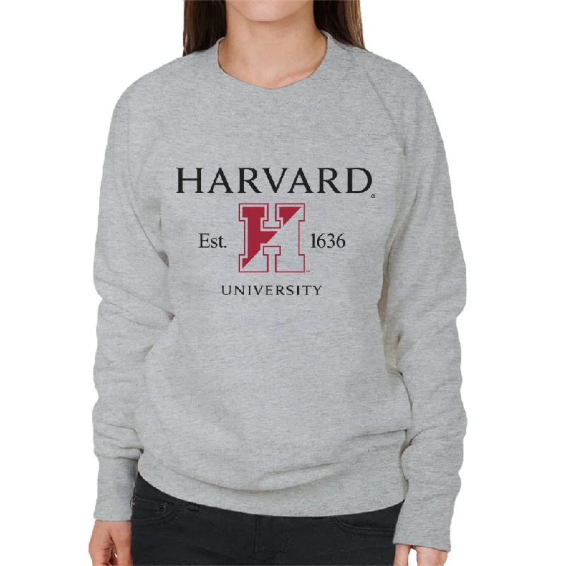 Harvard University Two Tone Logo Est 1636 Women's Sweatshirt Hoodie with Magnetic Closure Innovative Modern