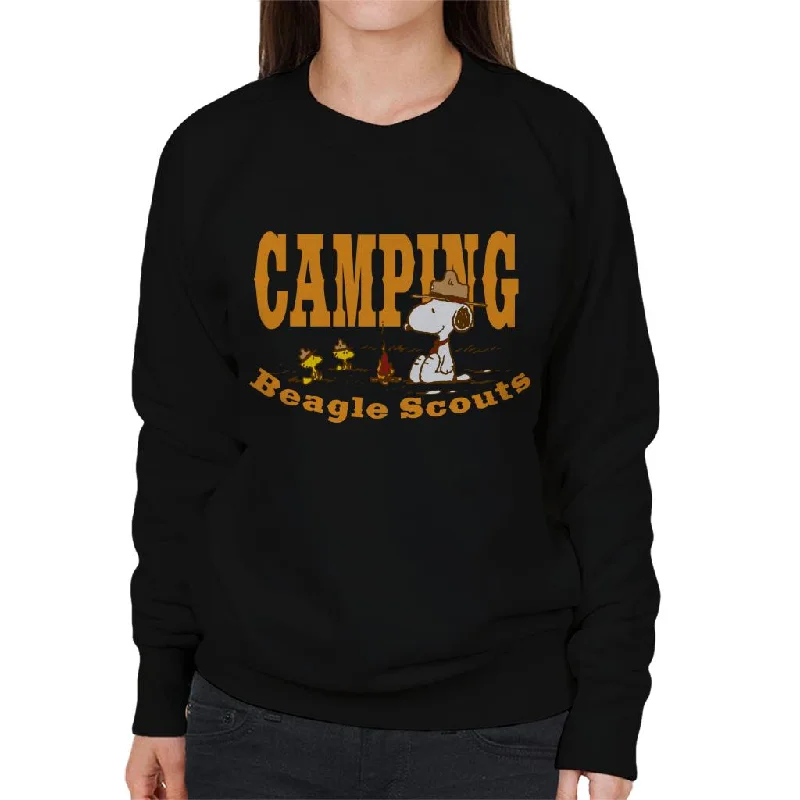 Peanuts Snoopy Woodstock Camping Beagle Scouts Women's Sweatshirt Hoodie with Exposed Zipper Edgy Industrial Peanuts Snoopy Woodstock Camping Beagle Scouts Women's Sweatshirt Hoodie with Exposed Zipper Edgy Industrial