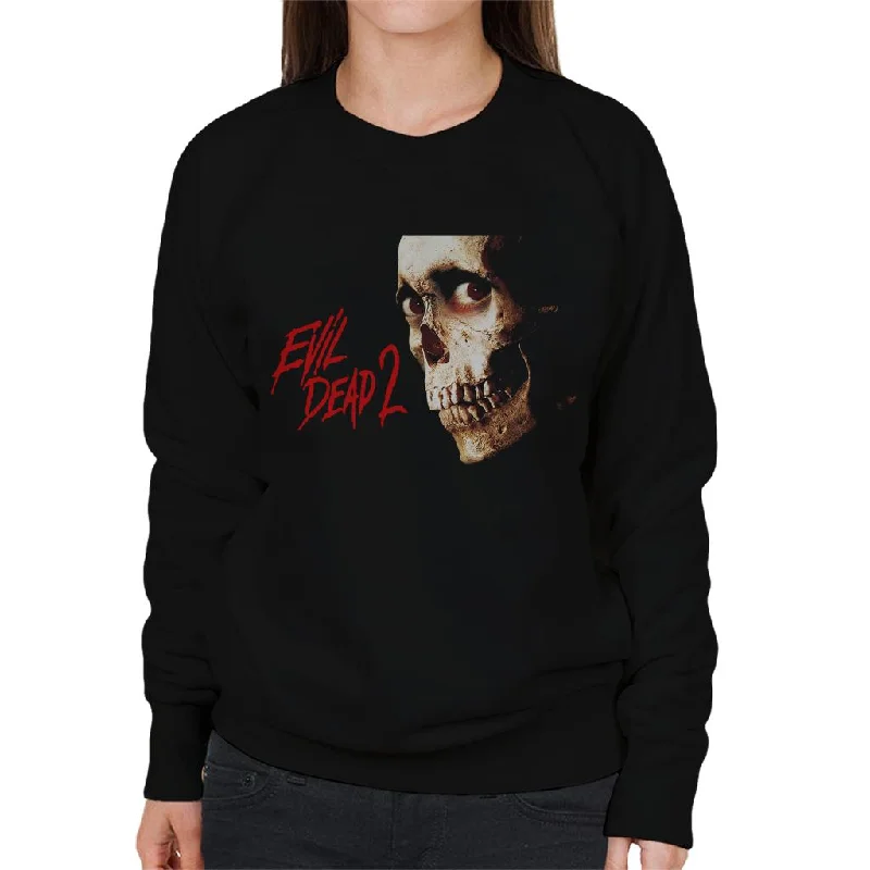 Evil Dead 2 Dead By Dawn Skull Women's Sweatshirt Hoodie with Metallic Shiny Futuristic