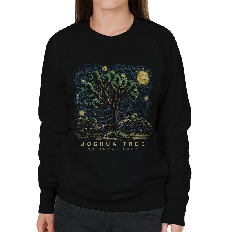 US National Parks Joshua Tree Oil On Canvas Style Women's Sweatshirt Hoodie with V-Neck Classic Versatile