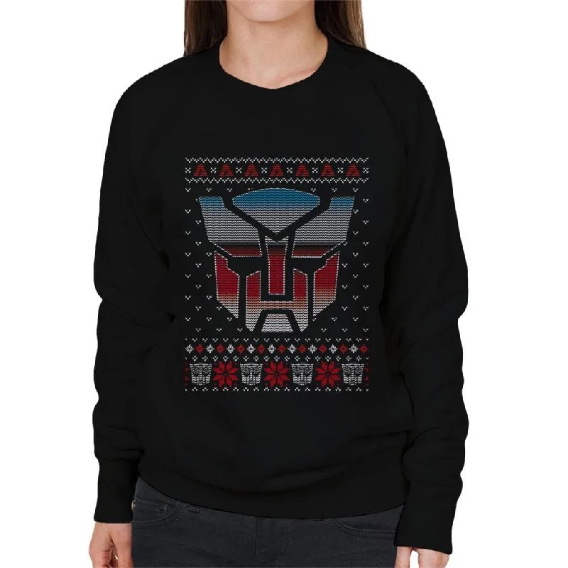 Transformers Christmas Autobot Symbol Women's Sweatshirt Hoodie with Set-In Sleeves Structured Classic