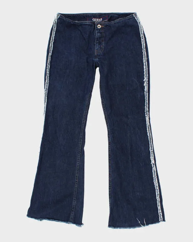 Vintage Women's Y2K Guess Frayed Flare Jeans - W28 L29 Fashionable Relaxed Fit Denim Vintage Women's Y2K Guess Frayed Flare Jeans - W28 L29 Fashionable Relaxed Fit Denim