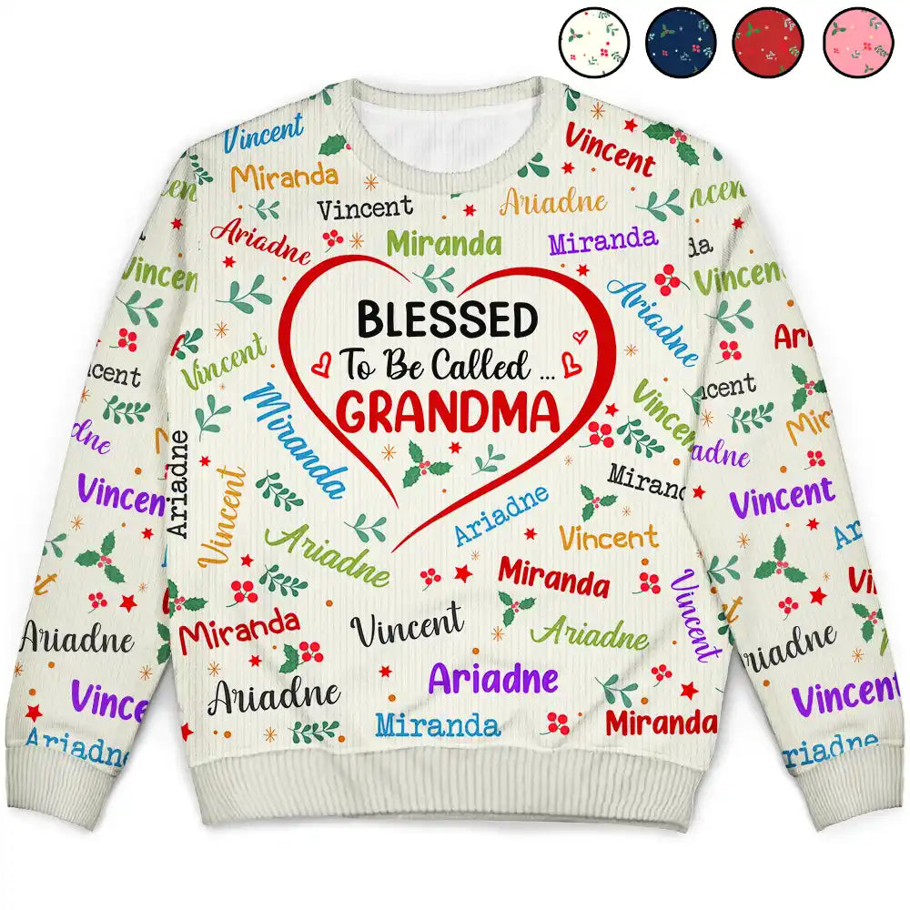 Blessed To Be Called Grandma Nana - Personalized Unisex Ugly Sweater Transparent Opaque Sheer