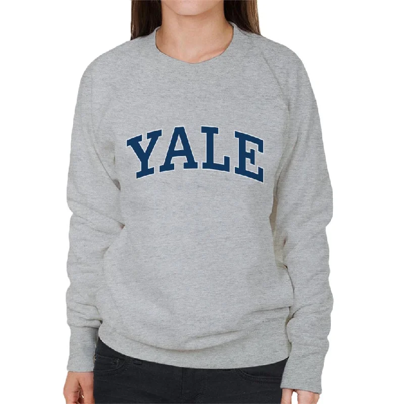 Yale University Blue Block Logo Women's Sweatshirt Hoodie with Hem Patch Decorative Personalized