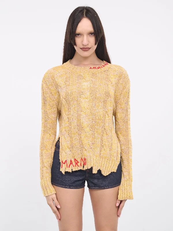 Nibbled Edges Mouliné Jumper (GCMD0487Q0-UFC068-MAIZE) Mesh Blend Leather Blend Suede Blend