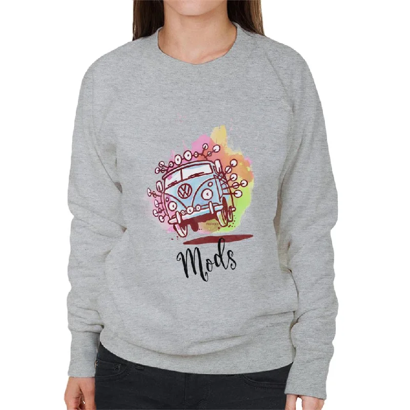 Volkswagen Campervan Colourful Mods Women's Sweatshirt Hoodie with Color Block Contrast Stylish