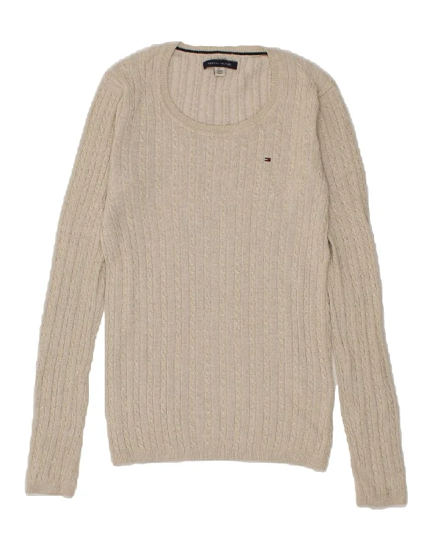 TOMMY HILFIGER Womens Boat Neck Jumper Sweater UK 6 XS Beige Cotton Turtle Neck Boat Neck Asymmetrical Neck TOMMY HILFIGER Womens Boat Neck Jumper Sweater UK 6 XS Beige Cotton Turtle Neck Boat Neck Asymmetrical Neck