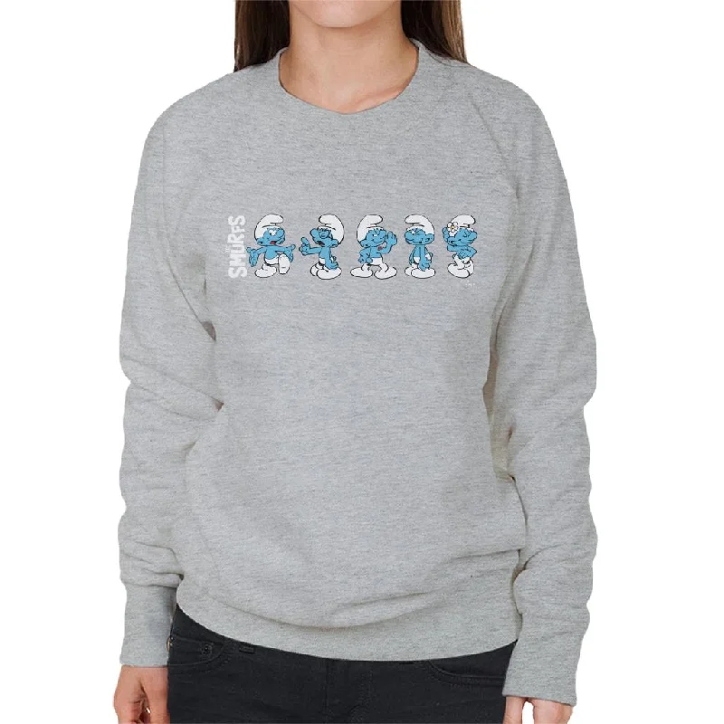 The Smurfs Character Actions Montage Women's Sweatshirt Hoodie with Logo Branding Identity