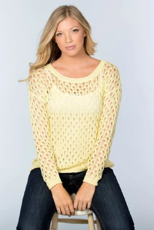 Lightweight Yellow Honeycomb Sweater Chenille Brocade Lace