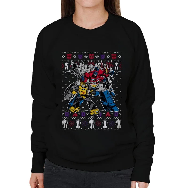 Transformers Christmas Assemble Women's Sweatshirt Hoodie with Zipper Placket Modern Functional