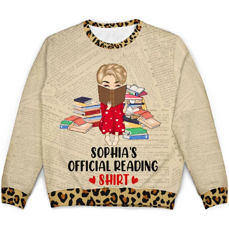 Official Reading Shirt Chibi Girl - Gift For Book Lovers - Personalized Unisex Ugly Sweater Nylon Fabric Polyester Fabric Spandex Fabric