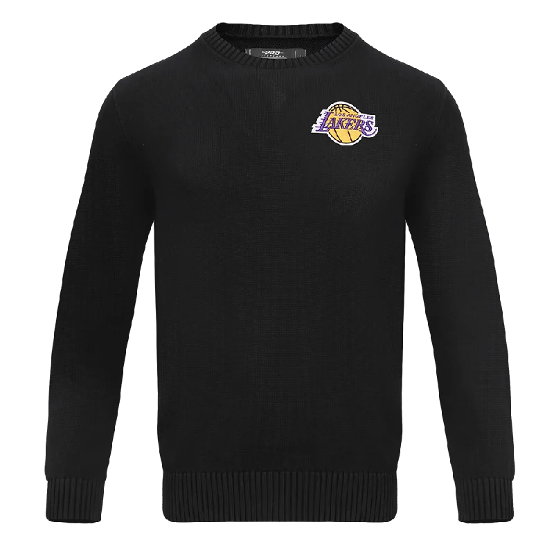 NBA LOS ANGELES LAKERS KNIT BOX SET CREWNECK SWEATER (BLACK) Fleece Sweater Nylon Polyester