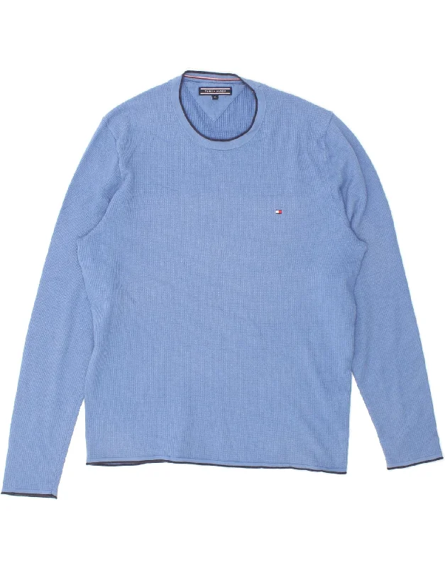 TOMMY HILFIGER Womens Crew Neck Jumper Sweater UK 18 XL Blue Cotton Toggled Drawstring Belted TOMMY HILFIGER Womens Crew Neck Jumper Sweater UK 18 XL Blue Cotton Toggled Drawstring Belted