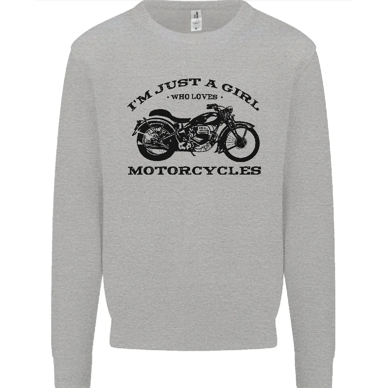 A Girl Who Loves Motorcycles Biker Mens Sweatshirt Jumper Hoodie with Illustration Artistic Creative