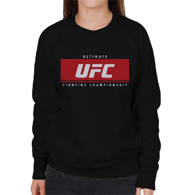 UFC Red Block White Text Women's Sweatshirt Hoodie with Patch Decorative Personalized