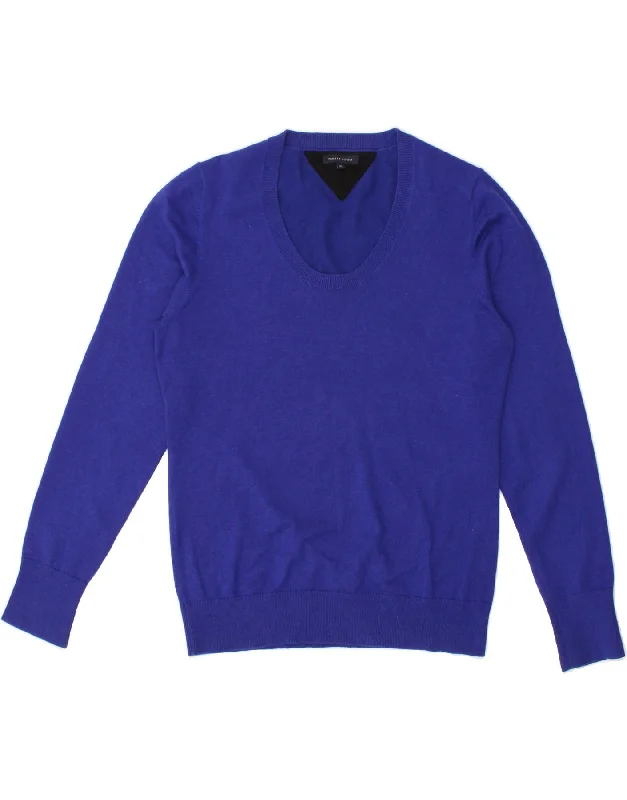 TOMMY HILFIGER Womens Crew Neck Jumper Sweater UK 18 XL Blue Cotton Ribbed Striped Patterned