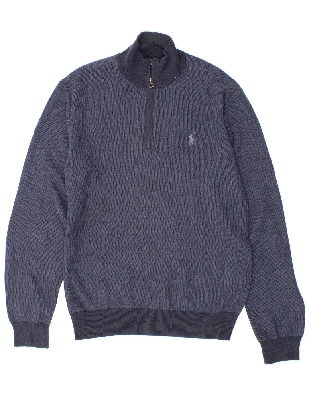 POLO RALPH LAUREN Mens Zip Neck Jumper Sweater Medium Navy Blue Cotton Anti-Pilling Anti-Shrink Durable POLO RALPH LAUREN Mens Zip Neck Jumper Sweater Medium Navy Blue Cotton Anti-Pilling Anti-Shrink Durable
