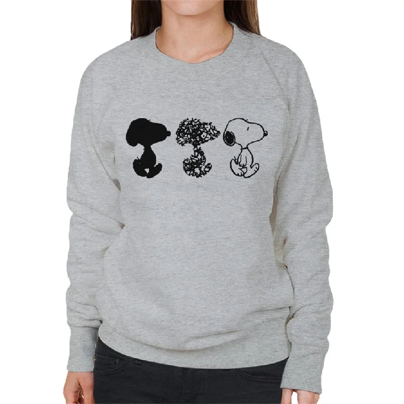Peanuts Snoopy Black And White Trio Women's Sweatshirt Hoodie with Lace Feminine Delicate Peanuts Snoopy Black And White Trio Women's Sweatshirt Hoodie with Lace Feminine Delicate