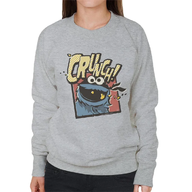 Sesame Street Cookie Monster Crunch Women's Sweatshirt Hoodie with Hem Drawcord Adjustable Customizable