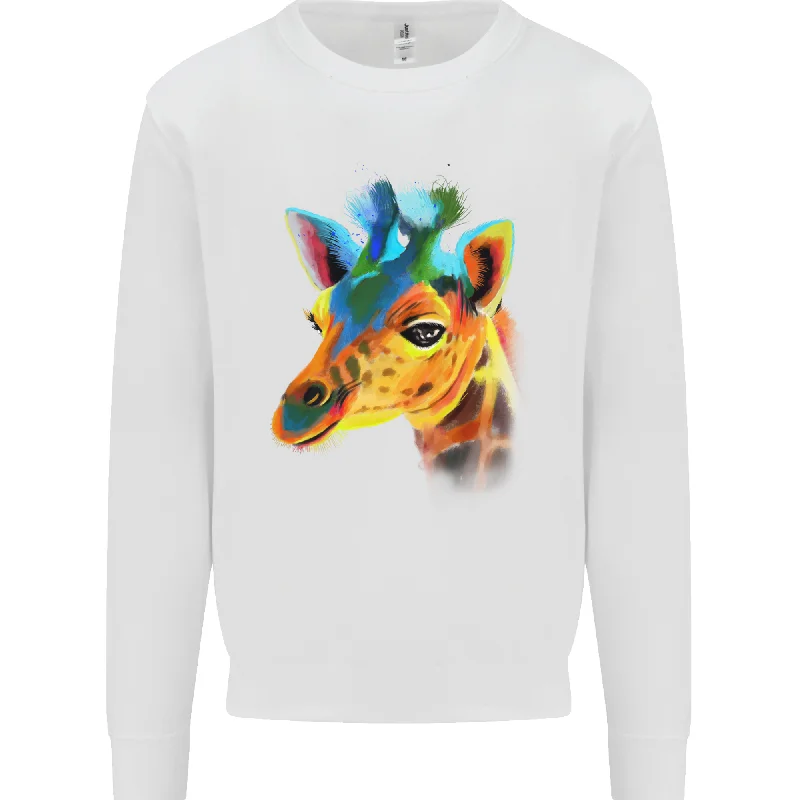 A Giraffe Watercolour Mens Sweatshirt Jumper Hoodie with Illustration Artistic Creative